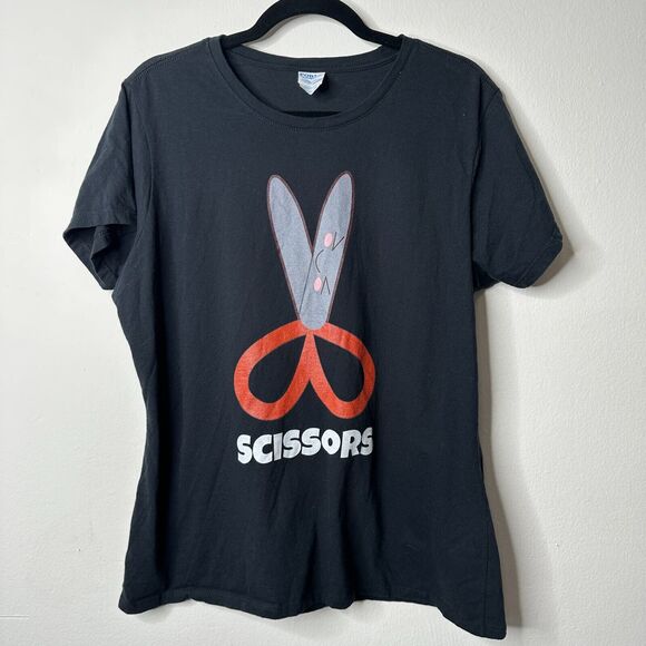Port & Company Black Short Sleeve Round Neck Scissors Graphic Tee XL - Picture 1 of 8